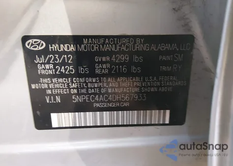 2013 Hyundai Sonata Limited from USA, damaged, VIN 5NPEC4AC4DH567933